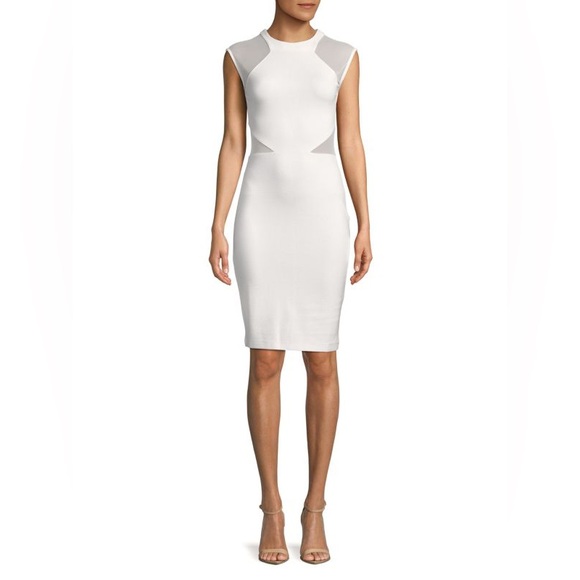 French Connection Dresses & Skirts - French Connection White Viven Panelled Bodycon Knee Length Sheath Dress Sz 2 NWT